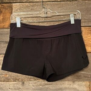 Roxy Women's Black Athletic Shorts with Dark Purple Waistband